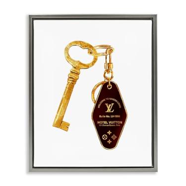 Imagem de Stupell Industries Arte de parede em tela flutuante marrom com chave dourada glamourosa, design de Ziwei Li, 53 x 43 cm