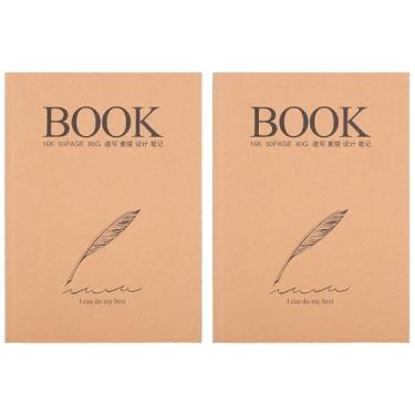 Imagem de 2 pçs papel kraft sketchbook retro esboço almofada pintado à mão grosso arte desenho bobina caderno