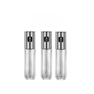 Imagem de Spray Borrifador Dosador 2 em 1 Azeite Vinagre Oléo Vidro Modelo Galheteiro Cozinha 470ML (Prateado 3 PÇS)