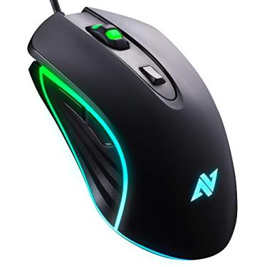 Imagem de Mouse para jogos ABKONCORE RGB, DPI ajustável, LED RGB de 16,8 milhões de RGB, aderência perfeita para jogos de computador, Preto, 3,500 Dpi
