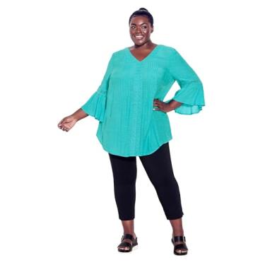 Imagem de Avenue Túnica feminina plus size com renda plissada, Atol azul, 54