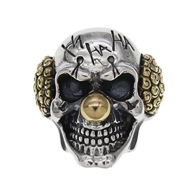 Imagem de MayiaHey Anel de Coringa, Anel de Coringa de Crânio Gótico para Homens, Punk Demônio Caveira de Palhaço Anel de Halloween para Homens Retro Rock Joker Esqueleto Joker, Metal, não