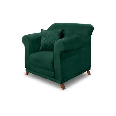 Imagem de Poltrona Decorativa C/1 Almofada Veludo Verde Floresta