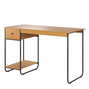 Imagem de Escrivaninha Home Office Mesa De Estudo Escritório Quarto Gaveta Estilo Industrial Criare Nature