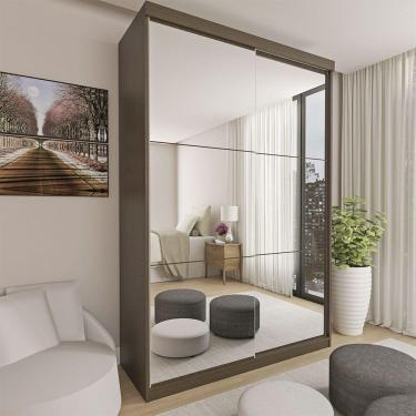 Imagem de Guarda Roupa Solteiro Lila 2 Portas 6 Espelhos Minastex Freijó