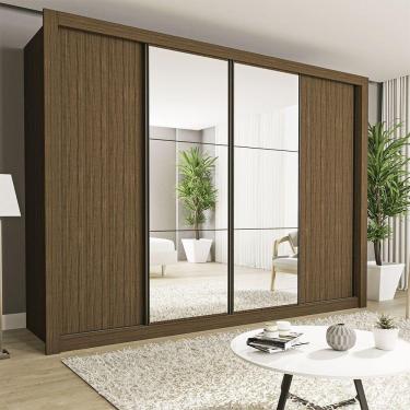 Imagem de Guarda Roupa Casal Firenze Com 6 Espelhos 4 Portas Minastex Freijó