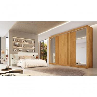 Imagem de Guarda Roupa Casal Com Espelho 3 Portas 6 Gavetas - Vitoria-peroba - Móveis Europa