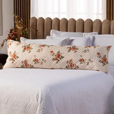 Imagem de Capa Fronha De Xuxão Avulsa 1,45m X 45cm - Percal 140 Fios 100% Algodão Floral Salmão