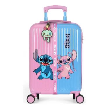 Imagem de Mala Viagem Stitch Angel 360 Rodinhas Cadeado Disney Bordo Luxcel 
