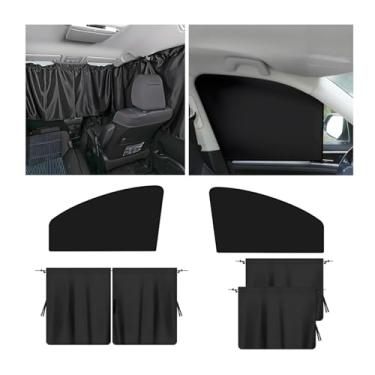 Imagem de FALVFUN Kit de persianas de janela de carro, 5 peças de persianas magnéticas para janelas dianteiras e traseiras para veículos com 1 cortina divisória de assento traseiro, cortinas de privacidade