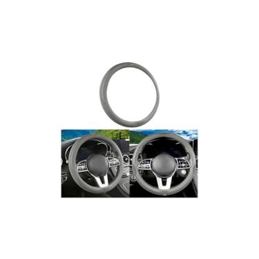 Imagem de Sandfren Capa de volante de carro, couro de seda gelada de 38 cm, protetor de volante de veículo macio e confortável, acessórios internos automotivos respiráveis, universal para caminhão SUV Sedan