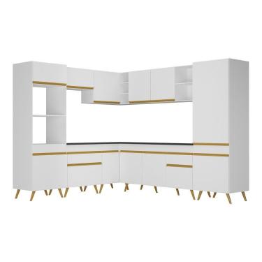 Imagem de Cozinha Completa De Canto Veneza Gw Mp2046 Com Armário E Balcão Branca