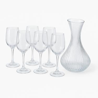 Imagem de Taças de Vinho e Decanter em Vidro – Conjunto Completo 7 Peças