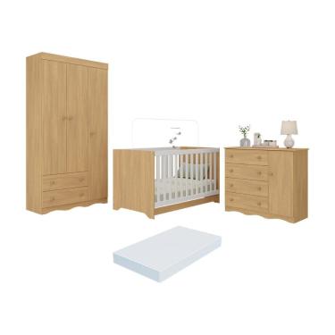 Imagem de Quarto de Bebê Completo com Berço Americano 3 em 1 Colchão Incluso Realeza Multimóveis MP4607