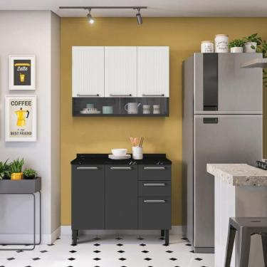 Imagem de Armário de Cozinha Compacta 105cm em Aço Grafite/Off White Itatiaia Midi Pop Art i3