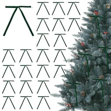 Imagem de DICOSMETIC 30 peças laço de árvore de Natal de veludo 17,5 cm fita verde laço vintage artesanato laço ornamento para guirlanda de porta, guirlanda de presente, sacos de doces decorações de festa DIY