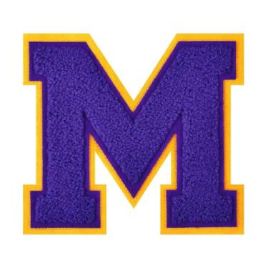 Imagem de 1 Patch de letra de chenille roxo de 11,4 cm – Adesivos do alfabeto para roupas, jaquetas, mochilas, chapéus para decoração personalizada, nome personalizado e artesanato. (M)