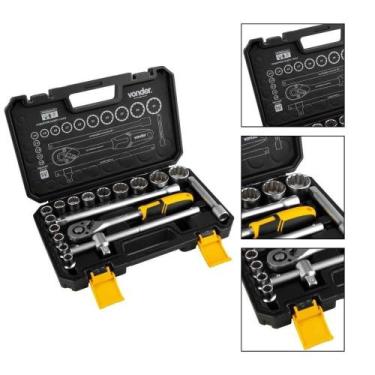 Imagem de Jogo de Soquetes Estriados Encaixe 1/2 Pol. 10 mm a 32 mm com 18 Peças