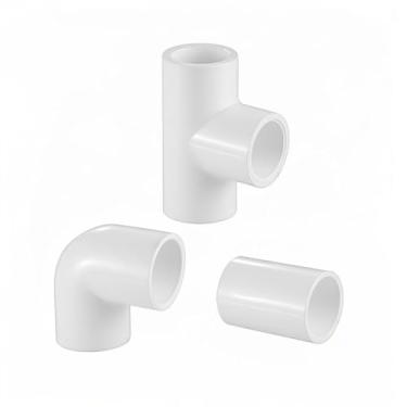 Imagem de LESSO Conjunto de acessórios de PVC de 3/10.2 cm, inclui acessórios em T de 3/10.2 cm, acoplamentos, cotovelos de 90 graus, grau de móveis, Sch40 branco para projetos DIY, estufa, galpão, encanamento