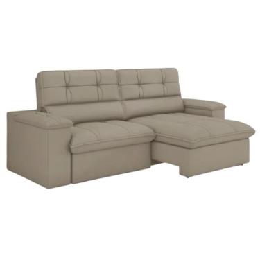 Imagem de Sofá Retrátil e Reclinável Veludo Londres Castor Luizzi, Castor, 2,10