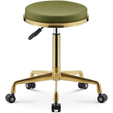 Imagem de Banqueta redonda com rodinhas Cadeira rolante Salão Loja Cadeira Altura (Cor: Azul) (Branco) (Azul) (Verde)