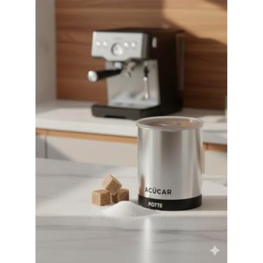 Imagem de Pote de armazenamento cafe Kit 3 Potes para Mantimentos com Tampa Hermética Organizador de Cozinha Açúcar Café Sal 1200ml, 600ml(Pote de Açúcar)