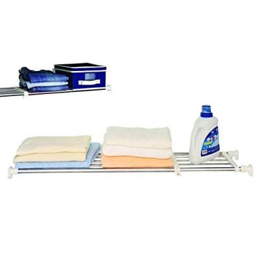 Imagem de YWangQiang Prateleira de tensão expansível para armário de 2 peças com tubo composto de aço inoxidável ajustável rack de armazenamento de roupas multifuncional organizador de haste