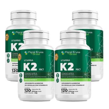 Imagem de Kit 4 Vitamina K2 Mk-7 4x120 Cápsulas 500mg Menaquinona 7 Floral Ervas-Unissex