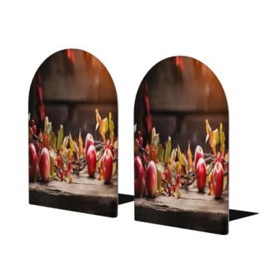 Imagem de Suportes de livros decorativos de madeira de madeira de frutas, maçã, outono, suporte de livros decorativo, antiderrapante, resistente, para escritório, escritório, biblioteca, escola, estudo