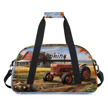 Imagem de Bolsa esportiva personalizada, caminhão de desenho animado colorido com nome, bolsa de dormir personalizada, bolsa de fim de semana, bolsa de treino para dança, balé, academia, ginástica, mala, viagem