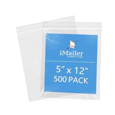 Imagem de iMailer - Pacote com 20 12,7 cm x 30,5 cm - Sacos com zíper de 2 mm - Sacos plásticos transparentes pequenos para armazenamento, organização, artesanato, lanches, joias, ferragens