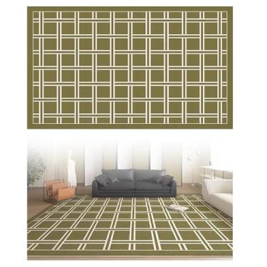 Imagem de SPXMQSS Tapetes laváveis à máquina, tapete para sala de estar, resistente à sujeira, antiderrapante e fácil de cuidar, para sala de estar, quarto, quarto de crianças, bege, verde, preto