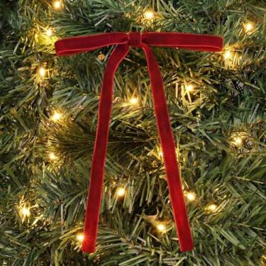 Imagem de RICHMYC 24 peças de laços de veludo de Natal para árvore, enfeites de árvore de Natal bordô, laços de fita vintage para embrulho de presente, guirlanda, saco de guloseimas, sacos de doces, artesanato