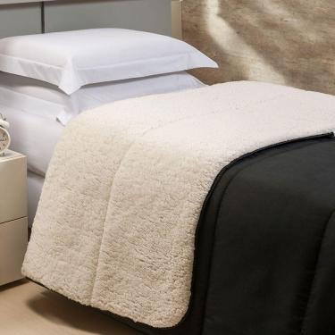 Imagem de Coberdrom 1 Peça Solteiro Percal 200 Fios Com Sherpa Flupy 100% Poliéster - Preto