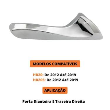 Imagem de Gatilho Interno Hb20 E Hb20s 2009 A 2012 Maçaneta Prata Porta Dianteira E Traseira Lado Direito [f103]