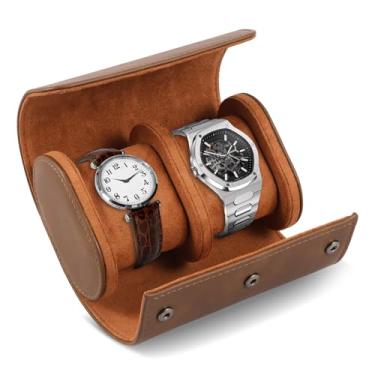 Imagem de KHZSPP Estojo de viagem para homens e mulheres, estojo de viagem para relógio de poliuretano com compartimentos 2/3 com travesseiros e divisórias sólidas, organizador de caixa portátil à prova d'água