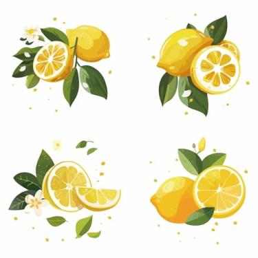 Imagem de GORGECRAFT Decalques de janela de limão com 4 estilos, 15 x 15 cm, decalque de porta deslizante estática de verão, flor verde, adesivo de vidro aderente, anticolisão, adesivos de alerta de quarto para