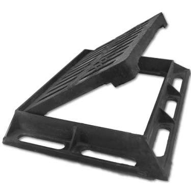 Imagem de DuuMuut Grelha De Drenagem E Estrutura Ferro Fundido, Tampa Externa 12X8, Esgoto Classe B Com Base, Canal Durável Resistente, Retangular Preta Para Entrada Automóveis, Concreto, Quintal