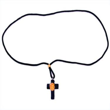 Imagem de Cordão com Crucifixo em Madeira Face de Cristo - SJO Artigos Religioso