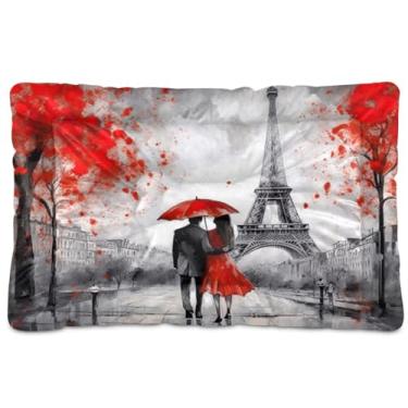 Imagem de Wassud Torre Eiffel, cama para cães pequenos, lavável, impermeável, para viagem, tapete portátil para gatos com fundo antiderrapante para ambientes internos e para dormir 45 x 61 cm