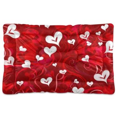 Imagem de Wassud Cama de cachorro pequeno lavável vermelha para o dia dos namorados, tapete para cães pequenos, tapete portátil macio para animais de estimação, cama antiderrapante para cães e gatos, almofada
