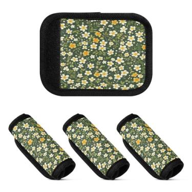 Imagem de Qilmy Beautiful Little Flowers Bagagem Handle Wrap Pacote com 4 Identificadores de Bagagem Identificadores de Bagagem Capa de Punho Confortável para Carrinho de Viagem Bolsa Mala de Viagem Avião