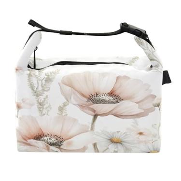 Imagem de STAYTOP Linda lancheira de flores silvestres com fivela, lancheira isolada para meninos e meninas, lancheira térmica para trabalho escolar
