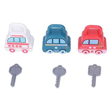 Imagem de SIWOTED Crianças Aprendizagem Fechaduras Números em Forma de Carro Combinando Cores Diferentes Brinquedos Chave de Bloqueio Educacional