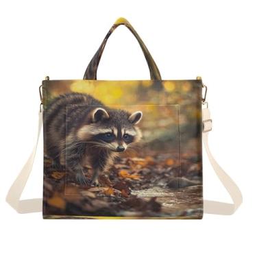 Imagem de CEBUGI Bolsa feminina Raccoon com alça de ombro ajustável para trabalho, faculdade, viagem, P, A144, Medium