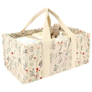 Imagem de UKQRRTC Organizador de fraldas, cesta de armazenamento de berçário com divisória e portátil macio, 37,8 x 25 x 17,8 cm, design fácil de usar, várias cenários para trocadores, itens essenciais para