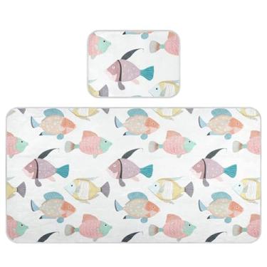Imagem de Burbuja Tapete refrescante para bebê, moderno, peixes, almofada de cama de seda gelada para colchão de berço, almofada de dormir com fronha para meninas e meninos, 71 x 132 cm