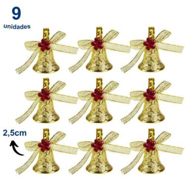 Imagem de Enfeites Natal de Árvore Pendentes Decorativos Brilho Luxo Dourado Ver