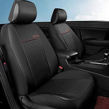 Imagem de GIANT PANDA Capa de assento frontal de carro ajuste personalizado Toyota, capas de assento concha de couro para Toyota Rav4 Camry Highlander Corolla Prius (preto) pacote com 2