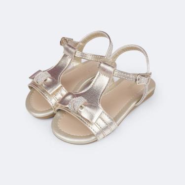 Imagem de Sandália infantil primeiros passos Pampili Mili laço dourada